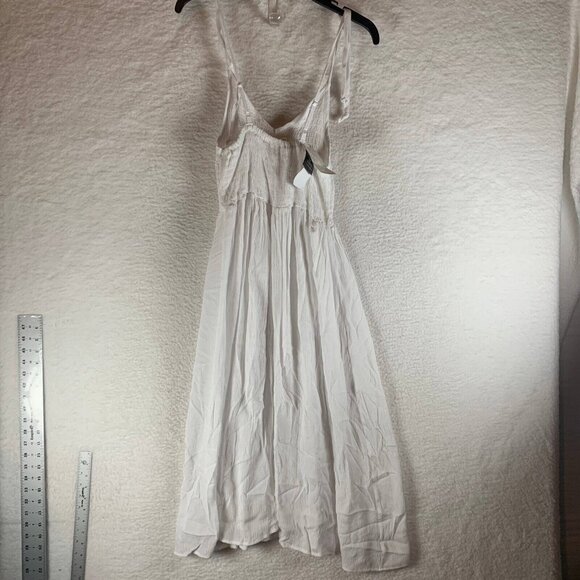 NWT Miken Swimwear Women's Small White Sleeveless Midi Dress Smocked‎ Cover-up - Picture 2 of 10